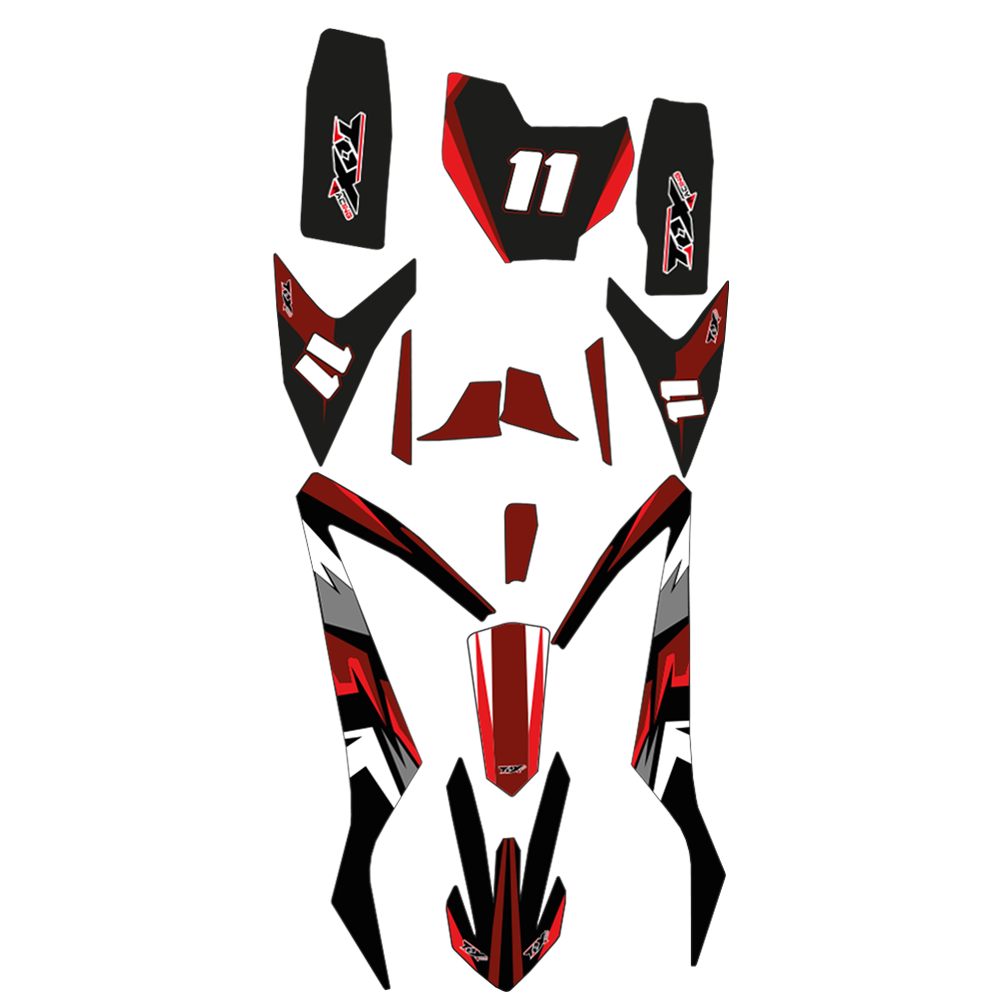 Kit autocolantes (preto / vermelho), Tox (Volcano 110 DBK12)